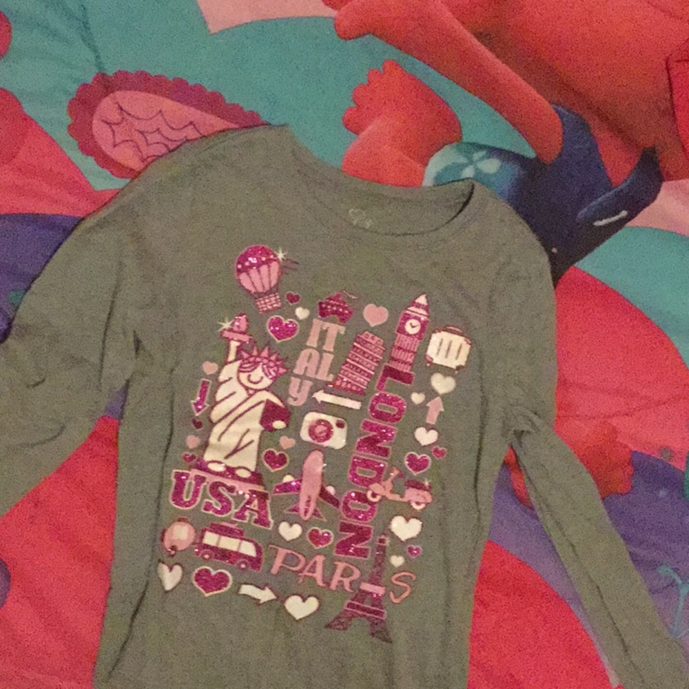 A long sleeve glittery shirt
